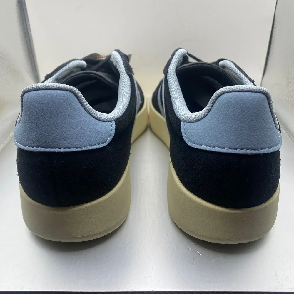 NEW Adidas Barreda Black Baby Blue Gold Suede Sneakers Womens 6 Streetwear Retro